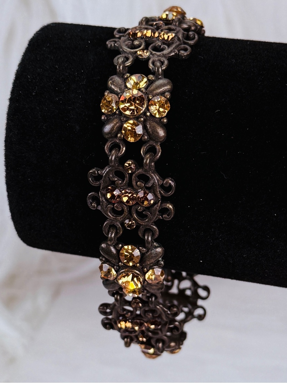 Vintage, antique, Amber tone bling bracelet